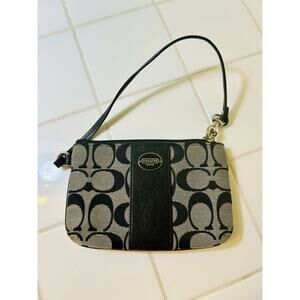 Coach Black and Beige Signature Wristlet